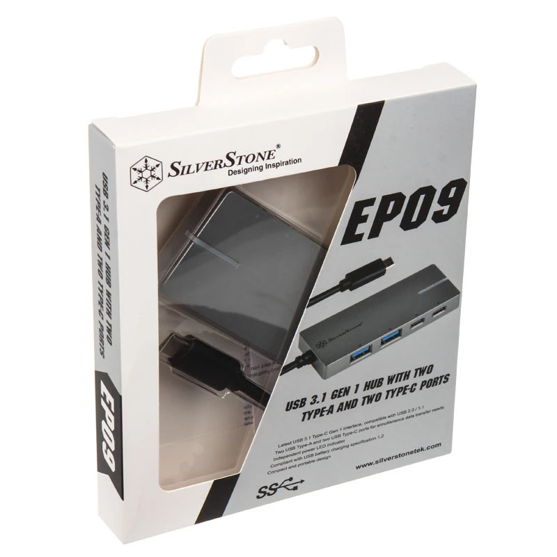 USB 3.1-C Adapter SILVERSTONE SST-EP09C – USB-C-auf-USB-A-Konnektivität, Silber-Finish