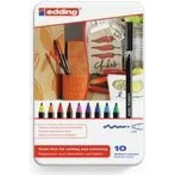 Filzstift Edding 1300 colourpen Schwarz Blau Braun Grün Orange Pink Lila Rot Gelb 10 Stk.