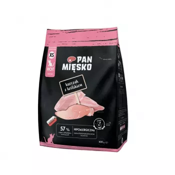 Trockenfutter für Katzen Pan Miesko Chicken with Rabbit XS 400 g — Junior, kleine Rasse, 39% Protein, 16% Fett