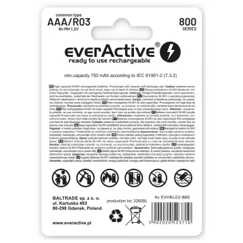 Wiederaufladbare Batterie everActive EVHRL03-800 AAA NiMH 1,2 V, zylindrisch, 4er-Pack