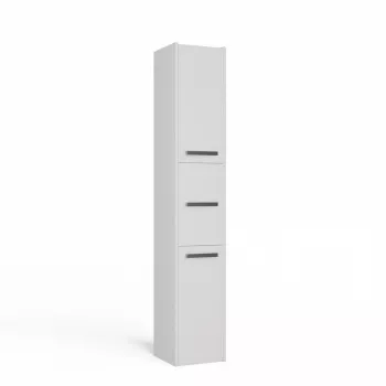 Badezimmer-Standschrank top e shop S33 BIEL – freistehend, Weiß, 6 Einlegeböden, 300×300×1700 mm