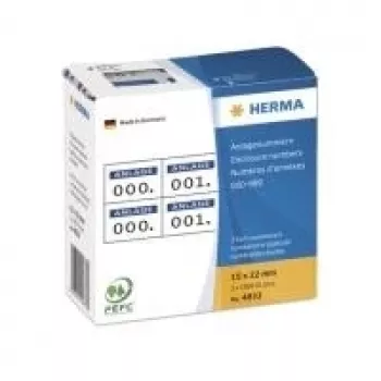 Selbstklebende Etiketten HERMA Anlagen-Nummern 15x22 mm 0-999