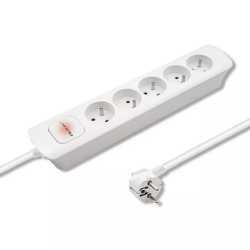 Power Extension Qoltec 50276 1,8 m 5 AC-Steckdosen Innenbereich Weiß