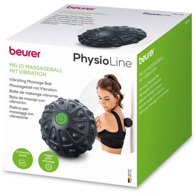 Massageball Beurer MG 10 — Vibrations-Massageball, Ø 75 mm, universelle Anwendung, schwarz/grün