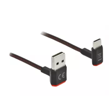 USB-Kabel DeLOCK EASY-USB 2.0 Typ-A-Stecker auf Typ-C-Stecker abgewinkelt 0,2 m schwarz