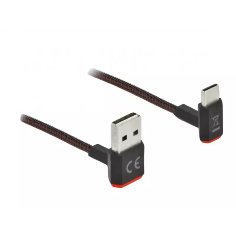 USB-Kabel DeLOCK EASY-USB 2.0 Typ-A-Stecker auf Typ-C-Stecker abgewinkelt 0,2 m schwarz