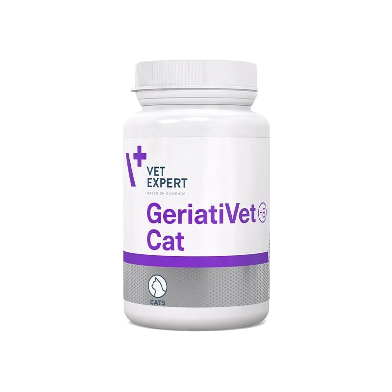 Nahrungsergänzung VETEXPERT GeriatiVet Katze Kapseln 60 Stück — Unterstützung für ältere Katzen, Förderung der Gehirnfunktion, gluten- und sojafrei