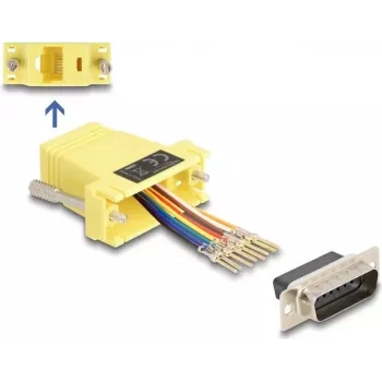 DeLOCK D-Sub 15 Pin Buchse auf RJ45 Buchse Montagekit gelb VGA RJ-45