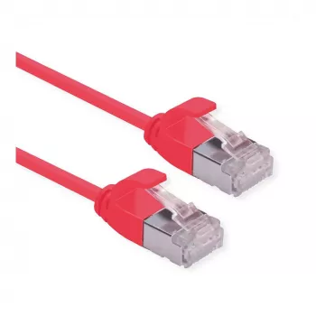 ROLINE GREEN U/FTP Patchkabel Cat.6A (Klasse EA), LSOH, schlank, Rot, 0,15 m