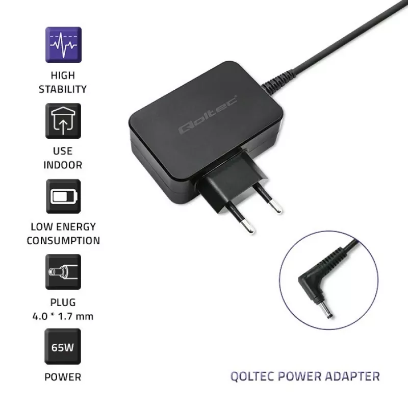 Qoltec 51026 Netzteil/Wandler Innen-/Außenbereich 65 W Schwarz