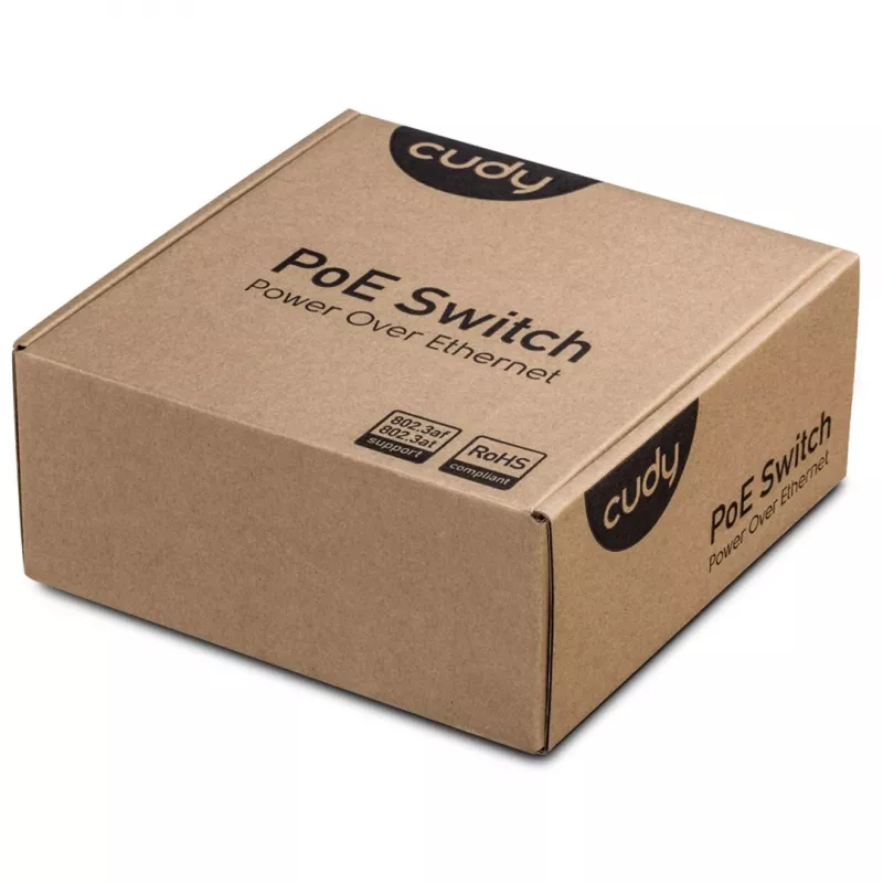 Cudy GS1005P Netzwerk-Switch — 5-Port Gigabit Ethernet mit 4 PoE-Ports, 60 W Gesamtleistung, Metallgehäuse, rackmontierbar