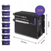 Ladegerät QOLTEC Monolith 20 A 12 V für LiFePO4-, AGM-, GEL-, SLA-Batterien