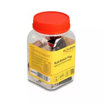 DeLOCK RJ50 Modularstecker Cat.5e 25 Stück Set Stecker Schwarz Silber