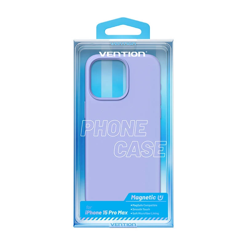 Handyhülle Vention Silicone Case KUFV0-40 für iPhone 15 Pro Max, Lila, Silikon Soft-Touch schlank Fit