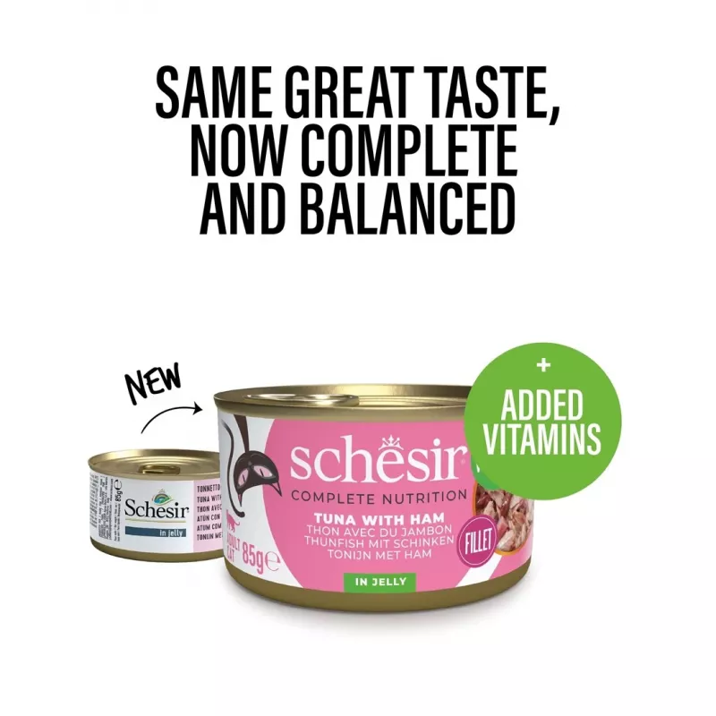 SCHESIR in Gelee Thunfisch mit Schinken - Nassfutter für Katzen - 85 g