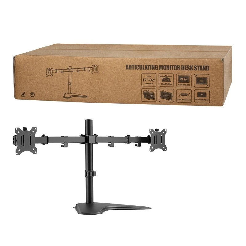 Monitorhalterung LOGILINK BP0099 für 2 Bildschirme, bis zu 81,3 cm (32 Zoll), VESA 75x75–100x100, max. 8 kg, schwarz