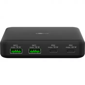 GOOBAY Multiport USB-C PD GaN Tischladegerät 65 W, schwarz