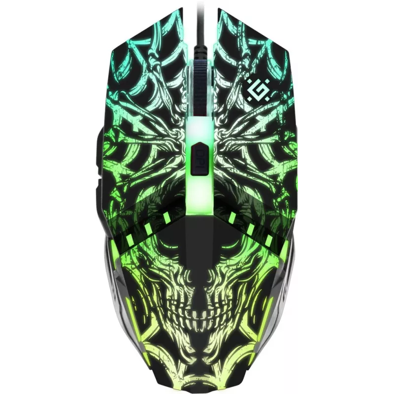 Gaming-Maus DEFENDER GM-670L Beidhändig optisch, 2400 DPI, 5 Tasten, kabelgebunden, schwarz, RGB