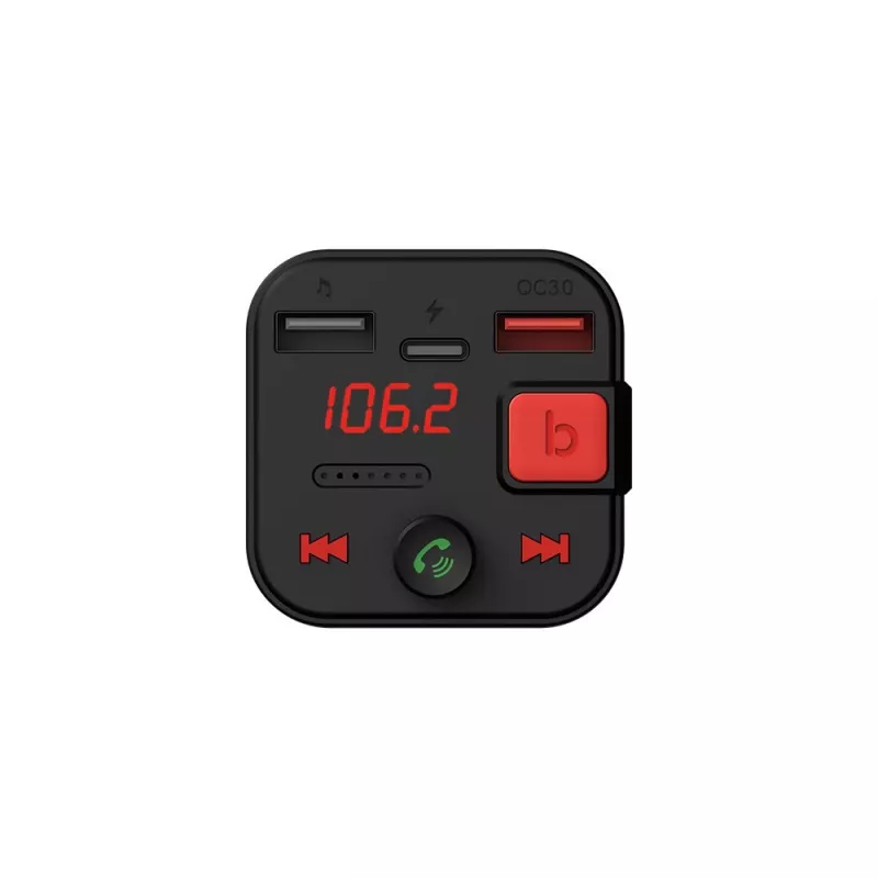 SAVIO FM-Sender, Bluetooth 5.3, QC 3.0-Ladegerät, LED-Display, Bass Boost, TR-15, schwarz