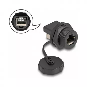 DeLOCK RJ45 Cat.6A Kupplung IP67 wasserdicht staubdicht schwarz