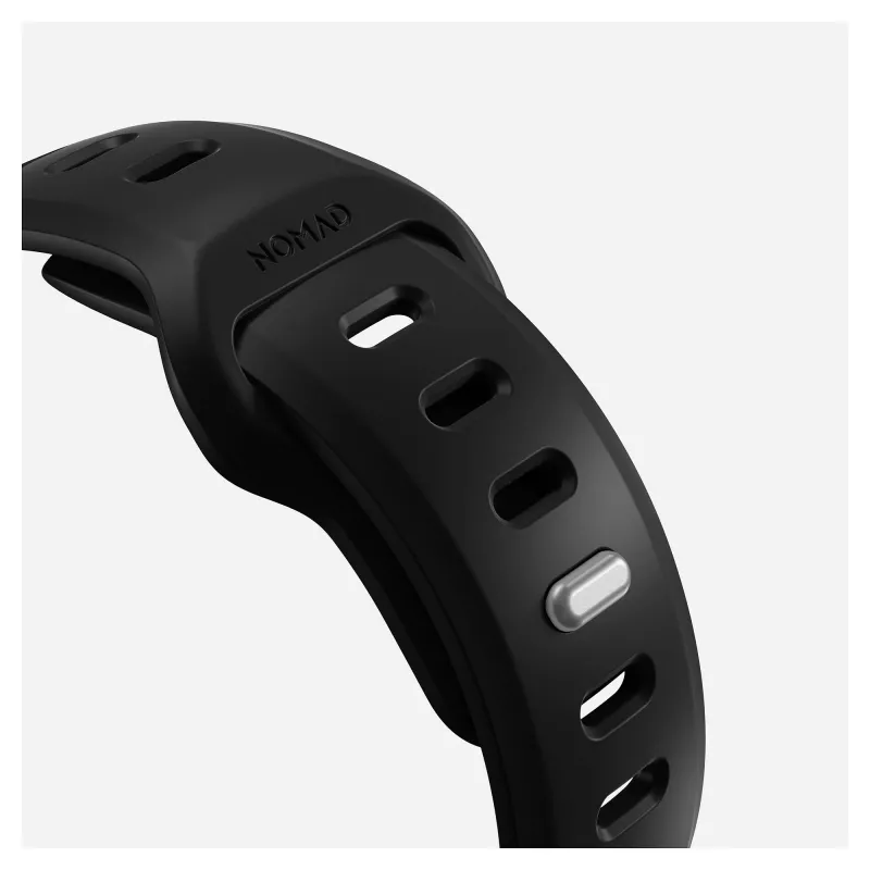 Uhrenarmband Nomad Tempo Band Schwarz Gummi — 20 mm Breite, passend für Handgelenke 155–193 mm