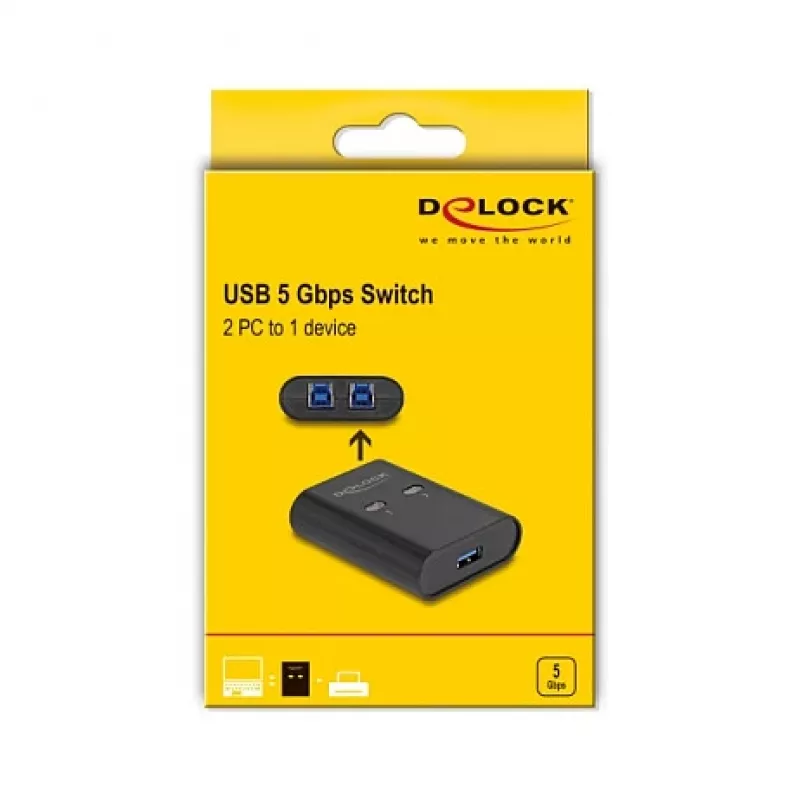DeLOCK USB Switch 2 PC to 1 Device 5 Gbps Schwarz
