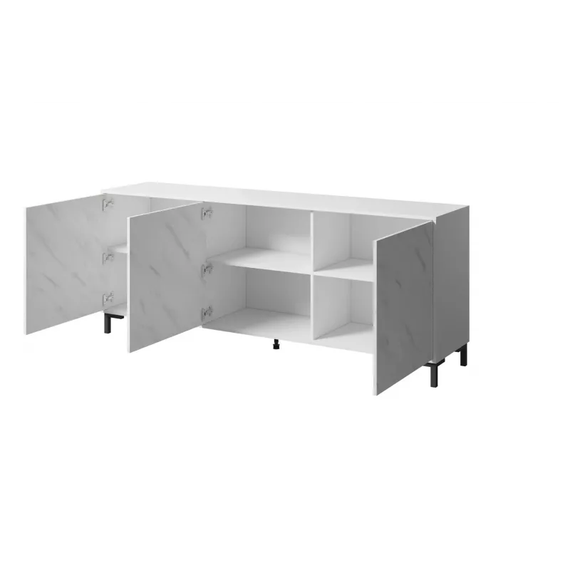 MARMO 3D Kommode 200x45x80,5 cm weiß matt/marble weiß