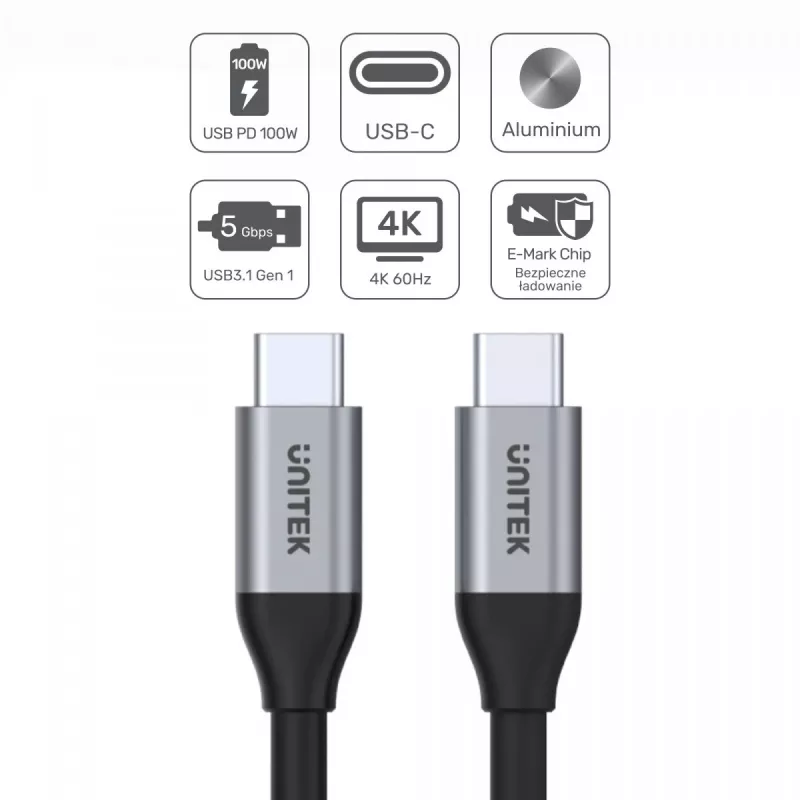 UNITEK C14091ABK USB-Kabel USB 3.2 Gen 2 2m USB-C Schwarz