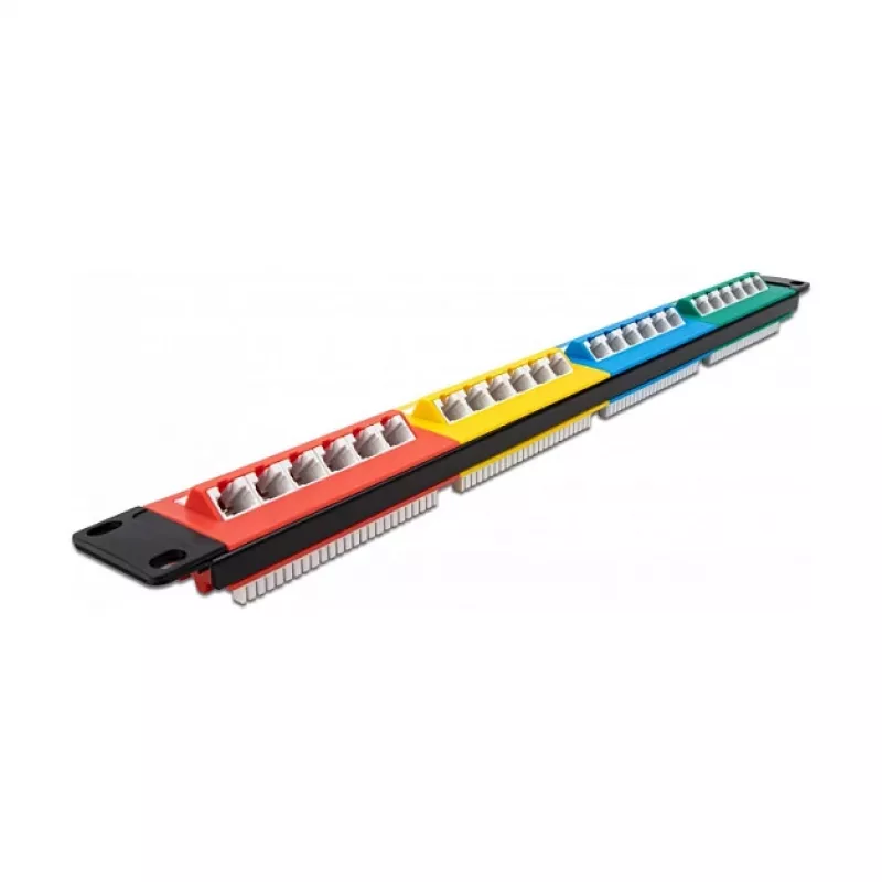 DeLOCK 19 Zoll Patchpanel 24 Port Cat.5e 1HE farbig RJ-45
