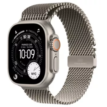 Smartwatch Apple Watch Ultra 3 GPS + Cellular 49 mm Titangehäuse Natur mit Titan Milanaise-Armband Natur — 64 GB, OLED, 422×514, wasserdicht bis 100 m, Groß