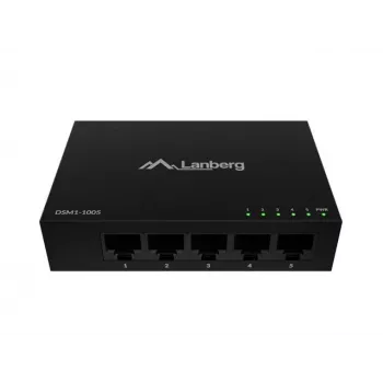 LANBERG DSM1-1005 Netzwerk-Switch 5x 1 Gb/s unmanaged Desktop, Metallgehäuse, 12V