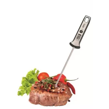 Digitales Lebensmittelthermometer GEFU 21820, Edelstahlfühler, -45 bis 200 °C, 10 s Ansprechzeit, schwarz