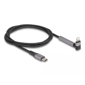 USB-Typ-C-auf-Lightning-Lade- und Datenkabel mit gewinkeltem Stecker und Standfunktion, DELOCK 1,5 m, 9 V 3 A (MFi)