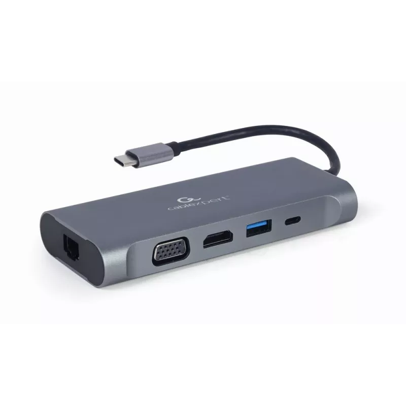 Gembird A-CM-COMBO7-01 Notebook-Dock/Port-Replikator USB 3.2 Gen 1 (3.1 Gen 1) Typ-A Grau
