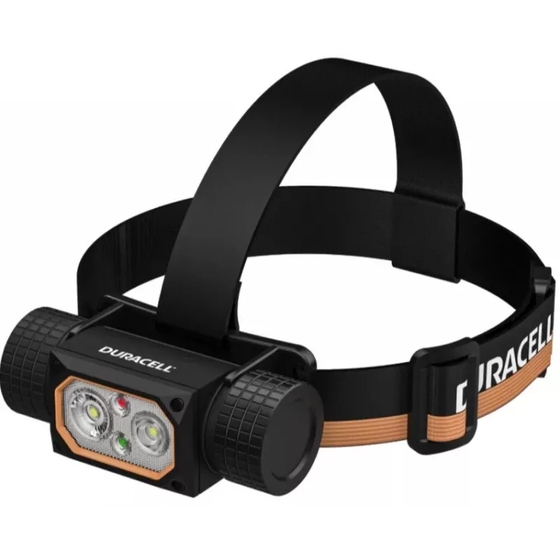 Stirnlampe Duracell DH2000R Geschenkbox – kompakte schwarz/orange wiederaufladbare Stirnlampe
