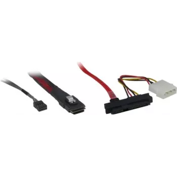 Inter-Tech - Internes SAS-Kabel - SAS 6Gbit/s - Mini SAS (SFF-8087) zu interne Stromversorgung, 4-polig, internes SAS, 29-polig (SFF-8482) - 50cm - Schwarz, Rot (88885001)