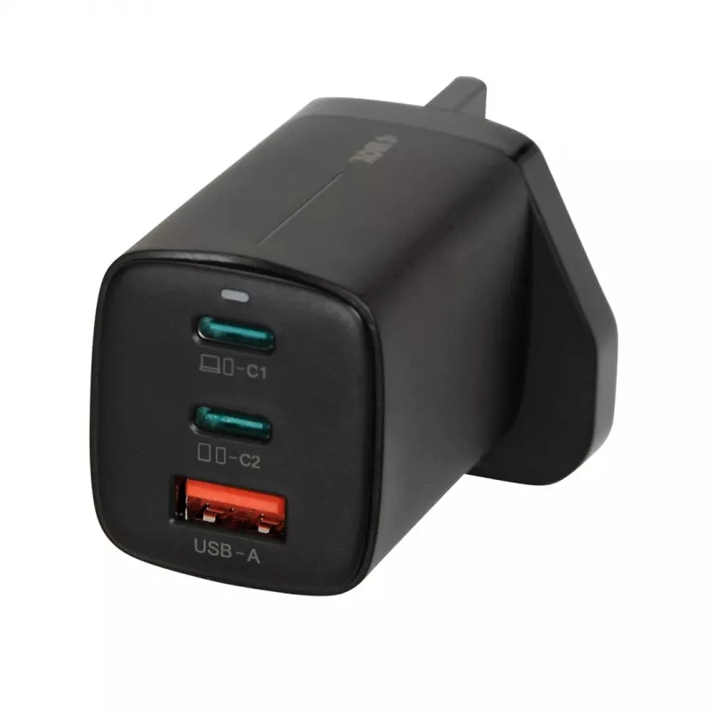 iBOX C-65 Schwarz, universelles GaN-65-W-Ladegerät mit UK-Stecker