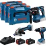 18V Professional Set, GBH 18V-22 + GSR 18V-65 + GWS 18V-8 Professional, Werkzeugset Blau, 2x Li-Ion Akku 5,0Ah, in 3 L-BOXXen