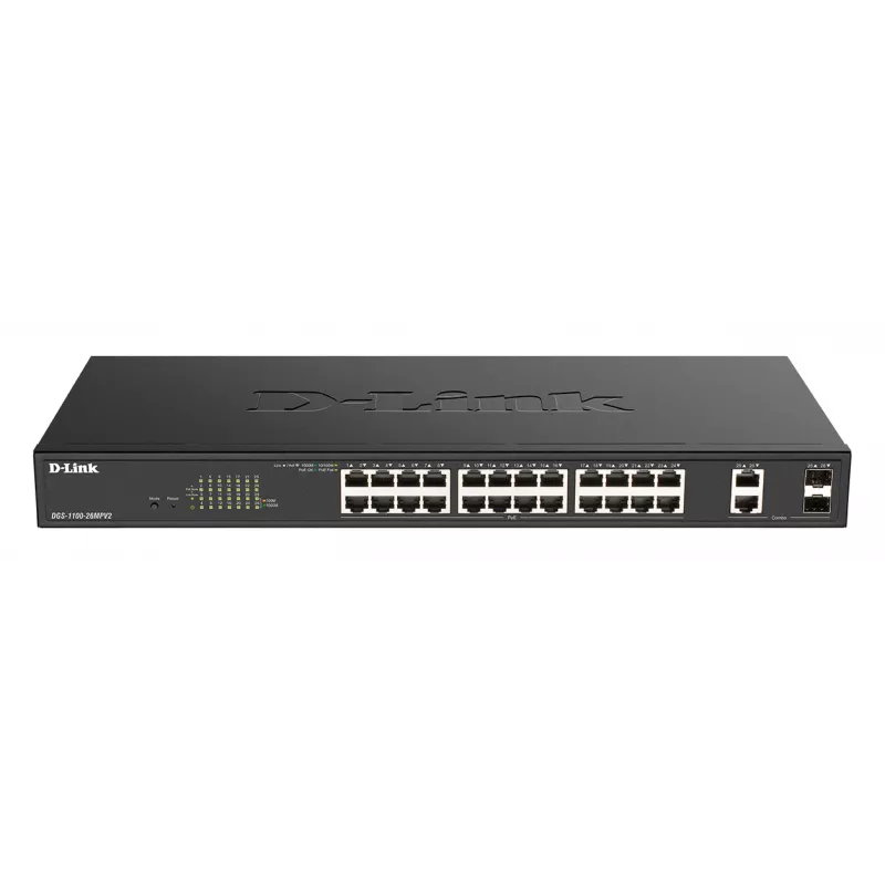 D-Link DGS-1100-26MPV2/E Netzwerk-Switch Managed L2 Gigabit Ethernet (10/100/1000) Power over Ethernet (PoE) Schwarz