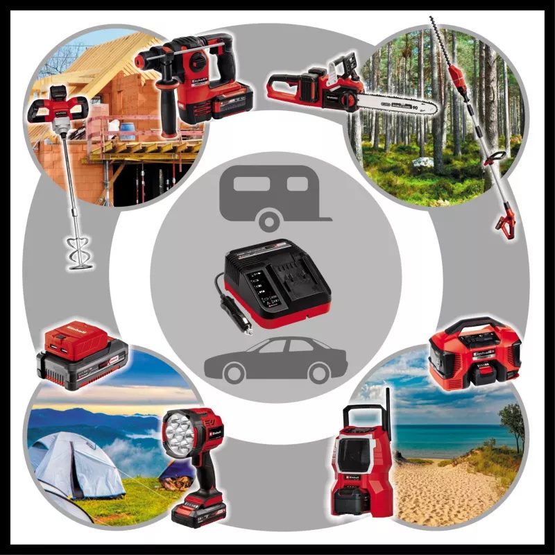 Batterieladegerät Einhell Power X-Car Charger 3A Zigarettenanzünder Rot