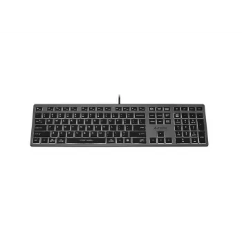 Kabelgebundene A4Tech-Tastatur FX60H USB QWERTY – Full-Size 100%, hintergrundbeleuchtet weiß, grau, USB-Hub