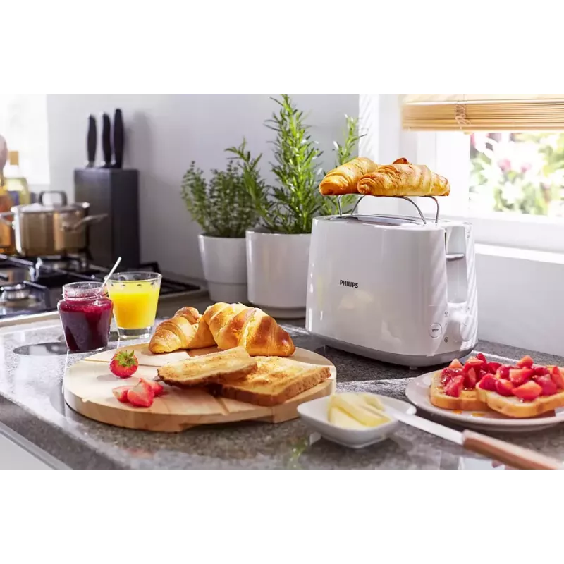 Toaster Philips Daily Collection HD2581/00 — 2-Scheiben, 830 W, 8 Bräunungsstufen, weiß