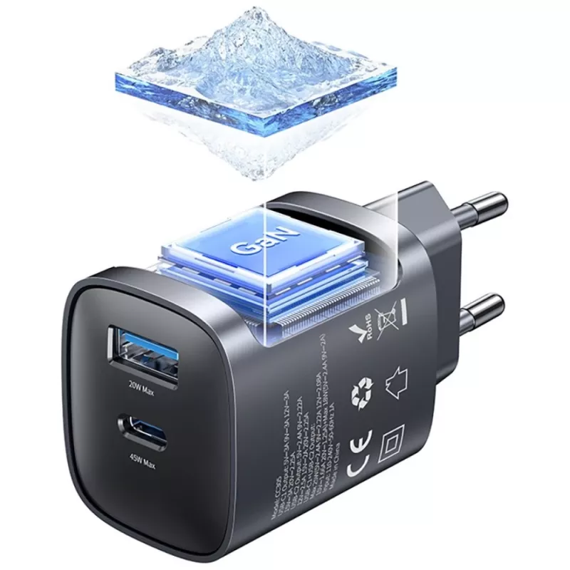 Charger T66 45W GaN CC290 USB-A + USB-C