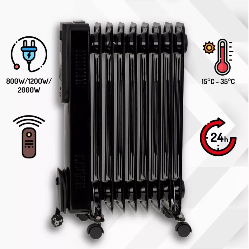 Camry | Heizgerät | CR 7810 | Ölradiator | 2000 W | Anzahl der Leistungsstufen 3 | Schwarz