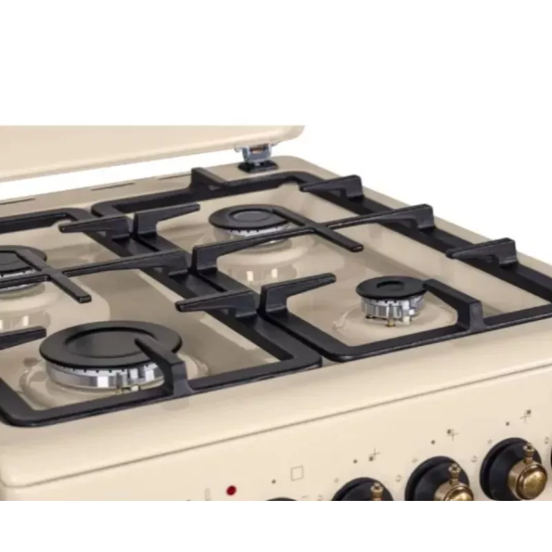 Gas-Elektroherd MPM MPM-56-KRM-14, 56 cm, 4 Gasbrenner, Elektrobackofen, creme