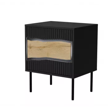 Cama INSERTO Nachtschrank, 2 Stk., 50x40x61.5 cm, schwarz + LED