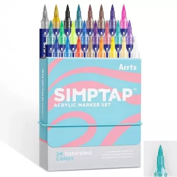 Acrylmarker Arrtx LC303694 — 24 Farben, wasserbasierte Acryl-Tinte, feine Rundspitzen