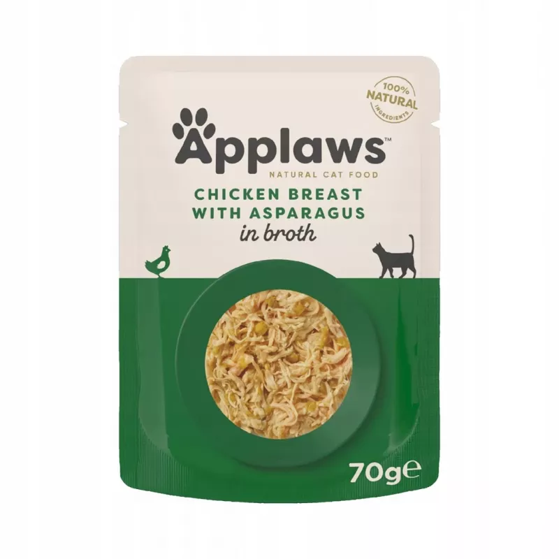 APPLAWS Hähnchenfilet mit Spargel in Brühe - Nassfutter für Katzen - 70 g