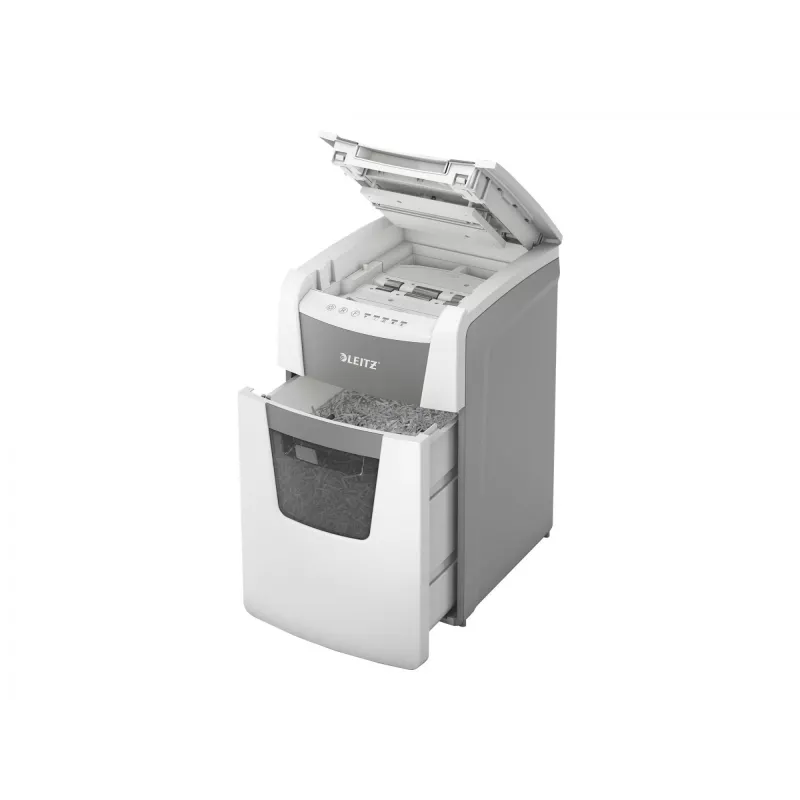 Leitz IQ Autofeed Office 150 Automatischer Aktenvernichter P4, Partikelschnitt, 22 cm, 4 x 30 mm, 44 L, 350 Blatt, 55 dB