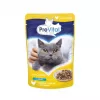 Nassfutter für Katzen PREVITAL Cat Food Mix 4 Sorten — Huhn, Kalb, Lachs, Geflügel, 96 x 100 g Beutel (9,6 kg, adult)
